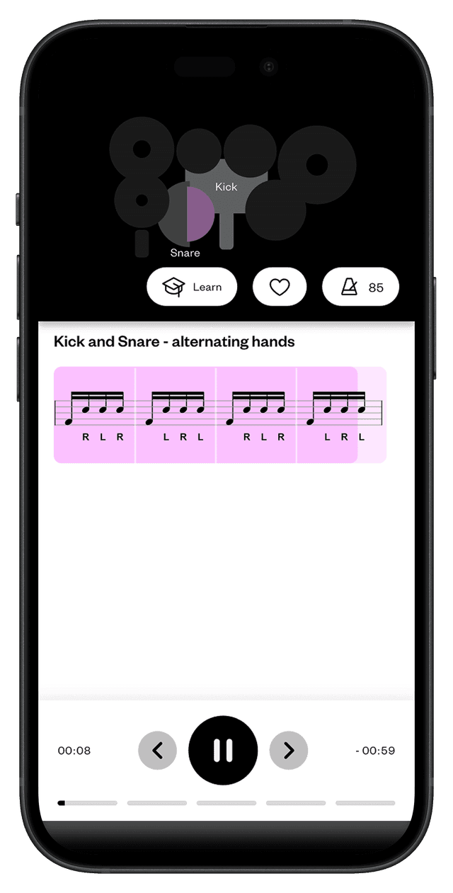 Drum Coach app vertical view