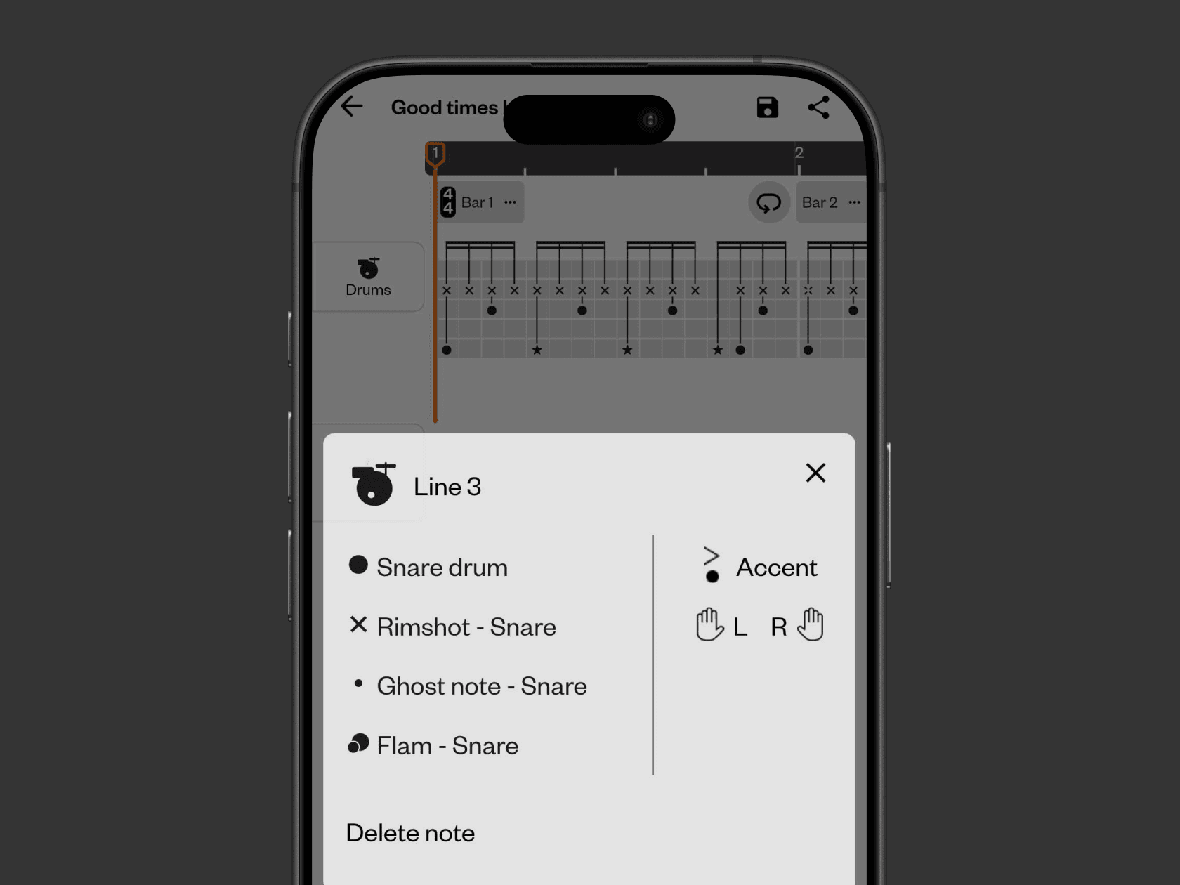 Add accents and sticking
