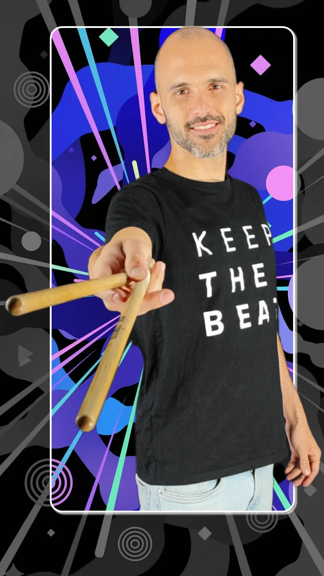 Raul Rodrigues holding drumsticks during a live drum practice session — Keep The Beat