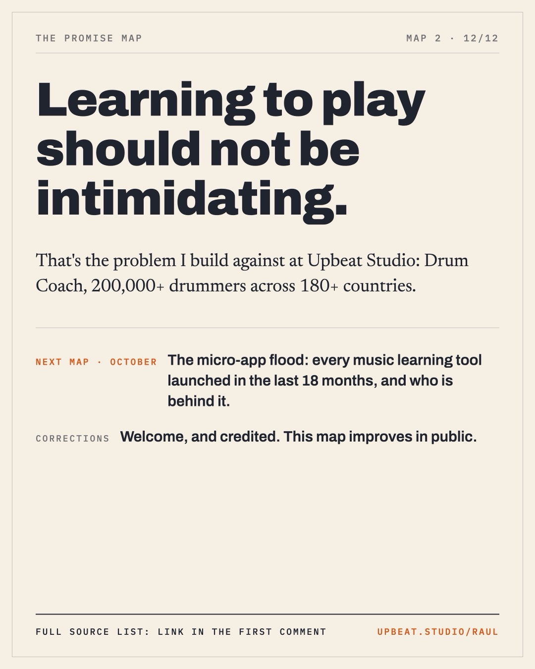Slide 12: learning to play should not be intimidating