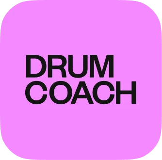 Drum Coach logo in contrasting pink and black, symbolizing the UpBeat brand's dynamic and rebellious identity.